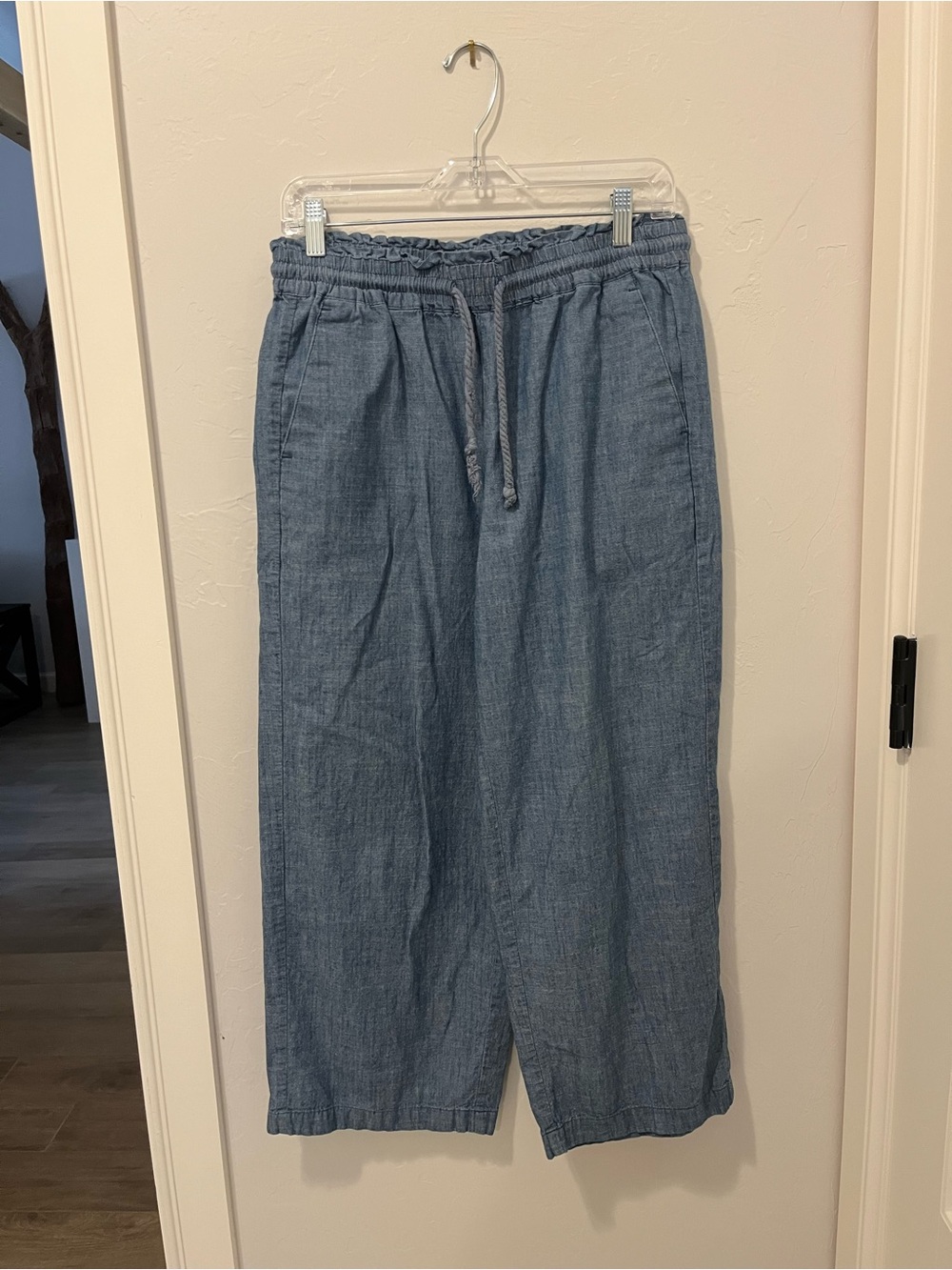 J. Crew Light Blue Chambray Drawstring Pants size 8